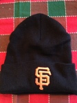 My Giants' knit hat, on a holiday background.